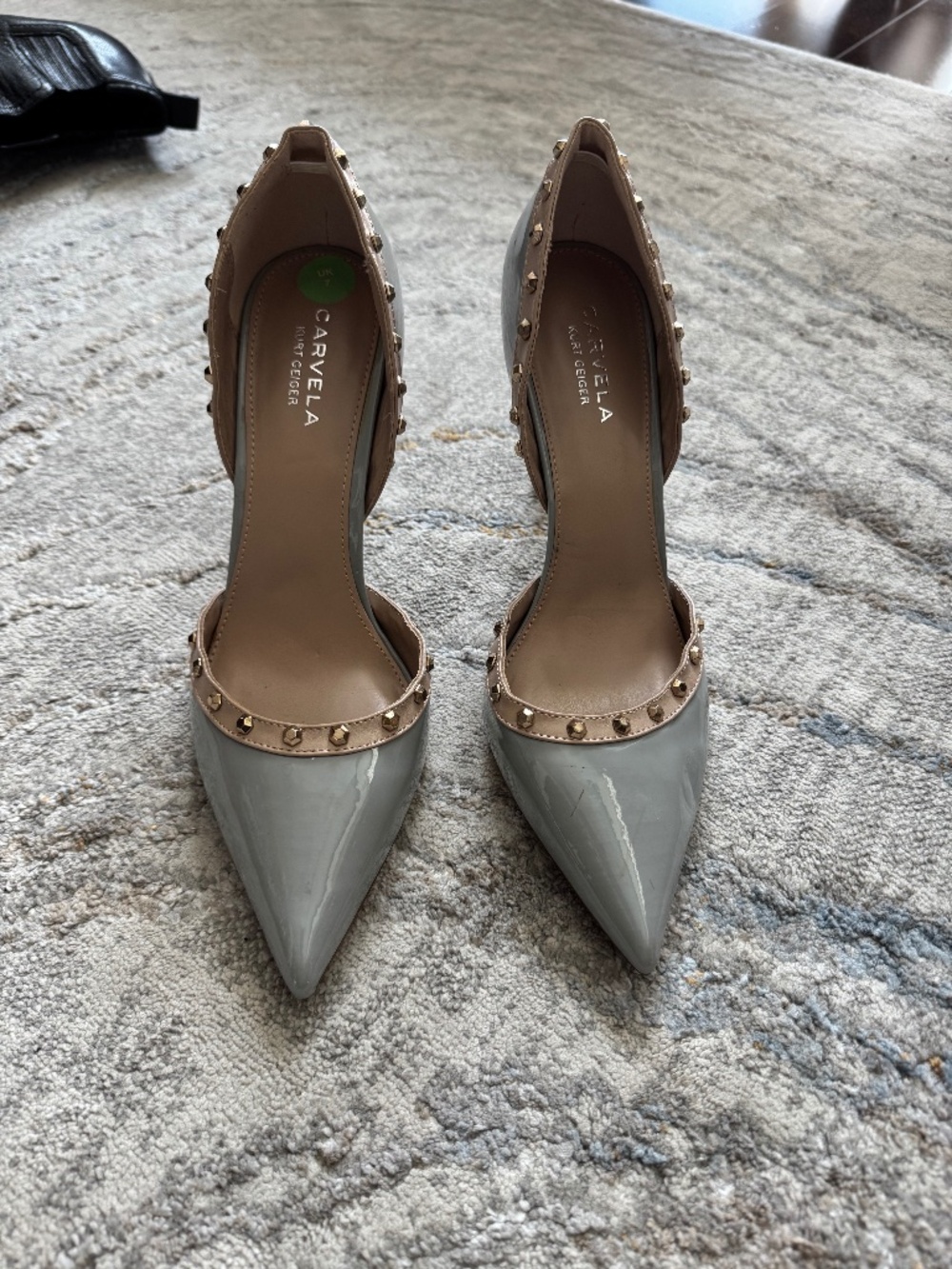 Carvela Kurt Geiger Studded Pumps — Grey Patent — UK 7 / EU 40 (US ~9.5)